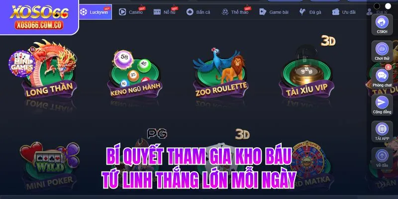 Bí quyết tham gia Kho Báu Tứ Linh thắng lớn mỗi ngày