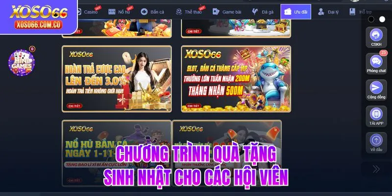 Chương trình quà tặng sinh nhật cho các hội viên