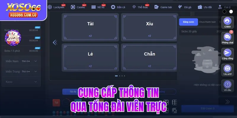 Cung cấp thông tin qua tổng đài viên trực
